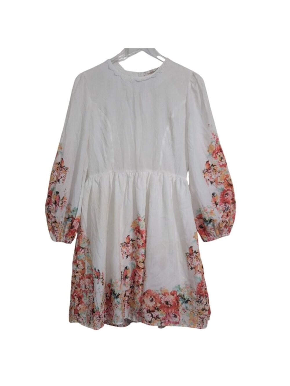 Zimmerman Floral Dress Womens Size Large White Cottagecore Garden Coquette Boho